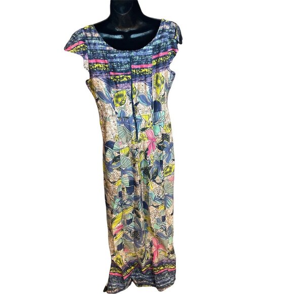 Estilo K Multicolor Cap Sleeve V Neck Maxi Dress - Picture 2 of 8